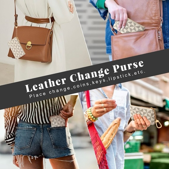 White Pattern Print Keychain Pouch - Picture 6 of 6